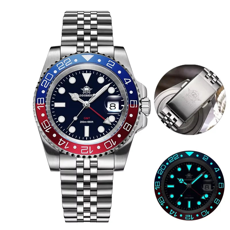ADDIESDIVE GMT Taucheruhr 2024 – 200m Keramik Quarz