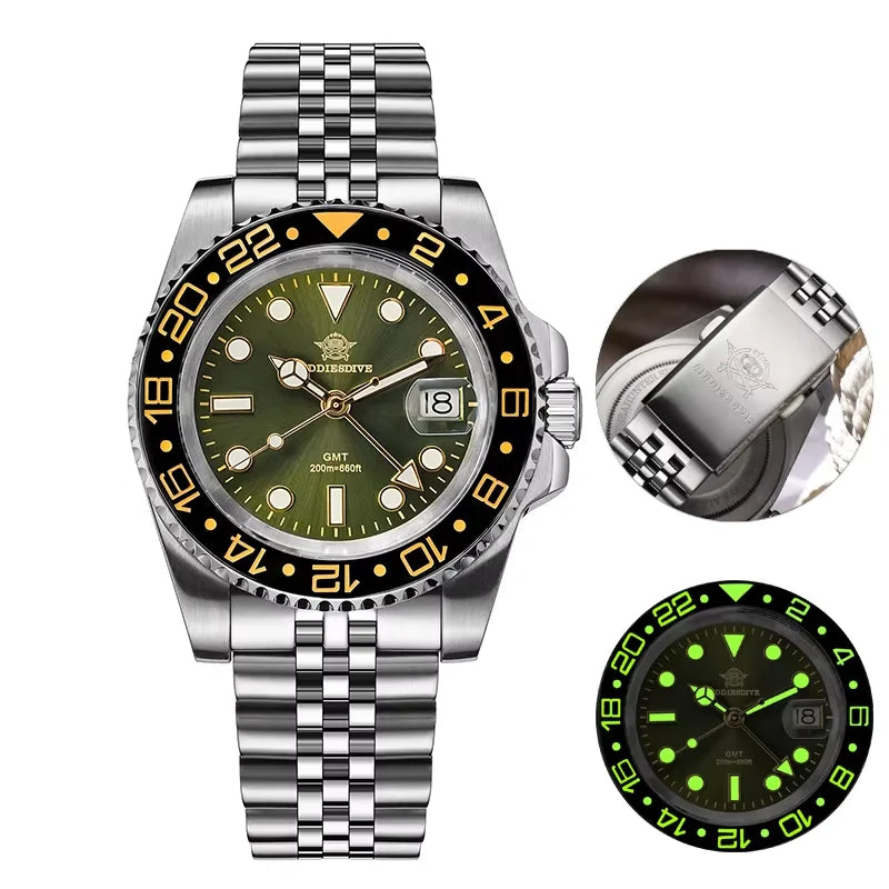 ADDIESDIVE GMT Taucheruhr 2024 – 200m Keramik Quarz