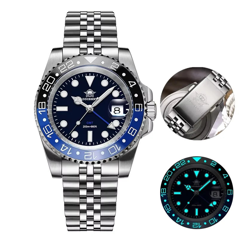 ADDIESDIVE GMT Taucheruhr 2024 – 200m Keramik Quarz